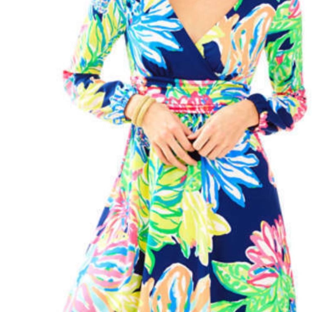 NWT Fleur Dress Resort Navy Travelers Palm